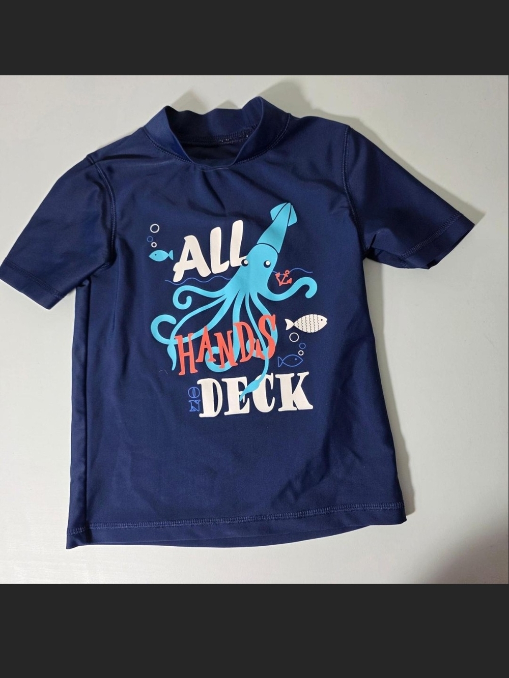 Circo Navy Blue Rash Guard with Teal & Coral Octopus Graphic